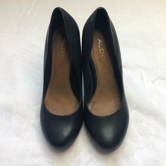 Aldo shoes pump black leather thick heel 7.5 - Picture 7 of 7
